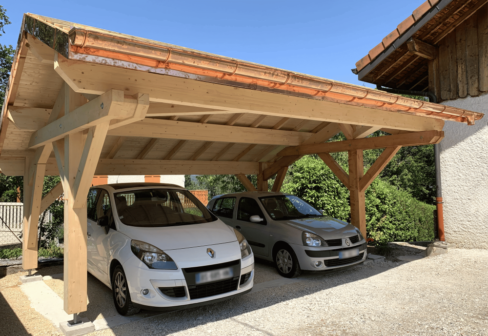 Exemple de réalisation de carports - Aménagements et menuiseries aménagement exterieur et menuiserie - gamme carport - carport bois 2 places